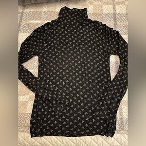 LOFT Black and White bow patterned and polkadot turtleneck Top - small